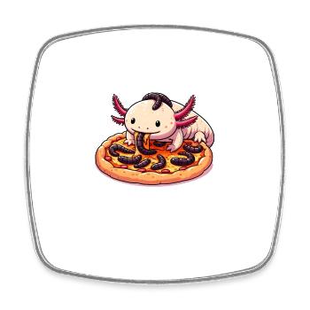 Pizza Party pour Axolotl - Magnet carré - blanc - Devant