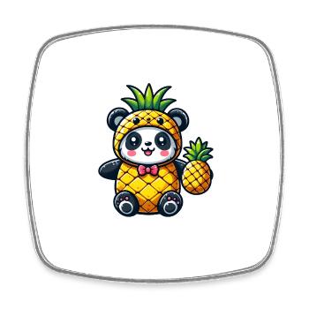 Panda en costume d’ananas - Magnet carré - blanc - Devant
