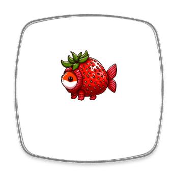 Poisson en costume de fraise - Magnet carré - blanc - Devant
