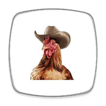 Cowboy chicken - Square fridge magnet - white - Front