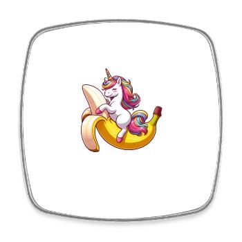 Unicorn on banana - Square fridge magnet - white - Front