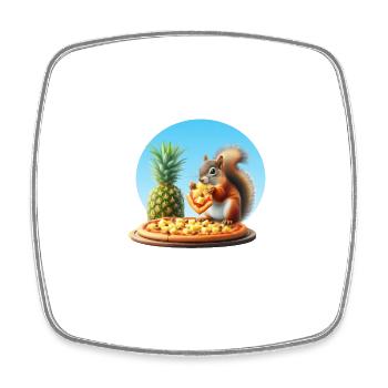 Squirrel enjoying pizza - Square fridge magnet - white - Front
