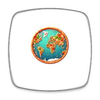 World map on pizza - Square fridge magnet - white - Front