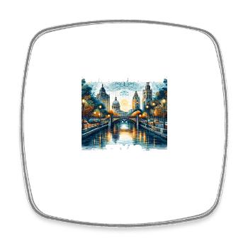 Promenade de San Antonio, Texas - Magnet carré - blanc - Devant