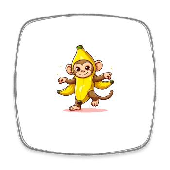 Banana Monkey - Square fridge magnet - white - Front