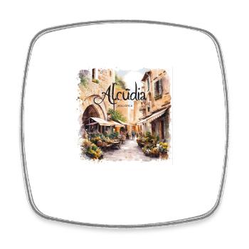 Alcudia Mallorca - Magnet carré - blanc - Devant