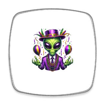 Mardi Gras Alien - Viereckiger Kühlschrankmagnet - Weiß - Vorne