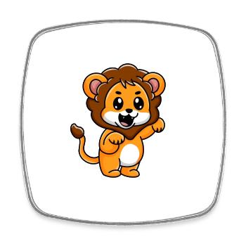 Mignon petit bébé lion - Magnet carré - blanc - Devant