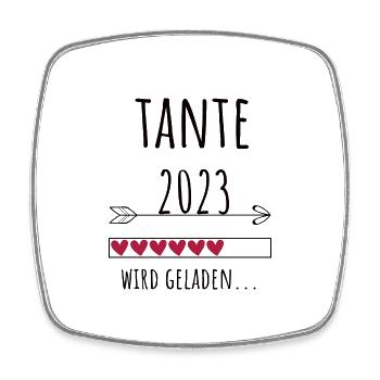 Tante 2023 Ankündigung Baby Patentante Geschenk - Viereckiger Kühlschrankmagnet - Weiß - Vorne