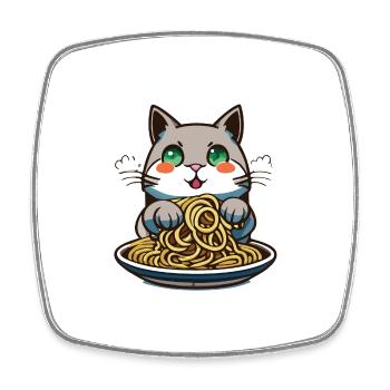 Nouilles pour chat - Magnet carré - blanc - Devant