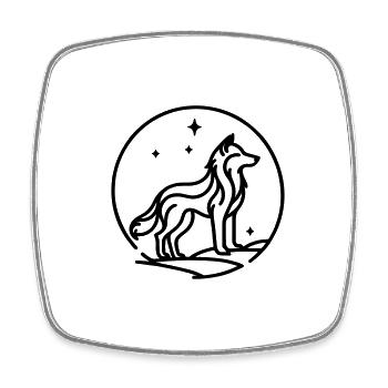 Black Sacred Powerful Wolf Silhouette - Square fridge magnet - white - Front