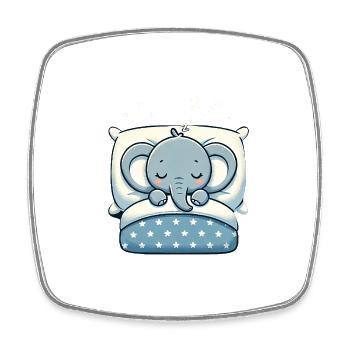 Elefant Sleeping In Bed At Night Time - Viereckiger Kühlschrankmagnet - Weiß - Vorne