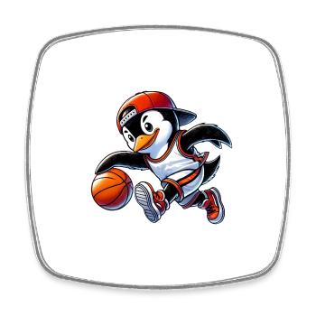Lustiger Pinguin Basketballspieler Comic Cartoon - Viereckiger Kühlschrankmagnet - Weiß - Vorne