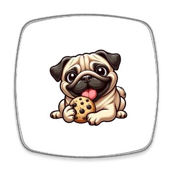 Süßer Mops Keks Cartoon Dessert Nachtisch - Viereckiger Kühlschrankmagnet - Weiß - Vorne