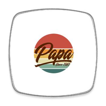Papa seit 1981 Retro-Vintage-Sonnenuntergangsdesign - Viereckiger Kühlschrankmagnet - Weiß - Vorne