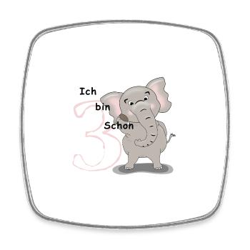 Großer Elefant - 3. Geburtstag - Viereckiger Kühlschrankmagnet - Weiß - Vorne