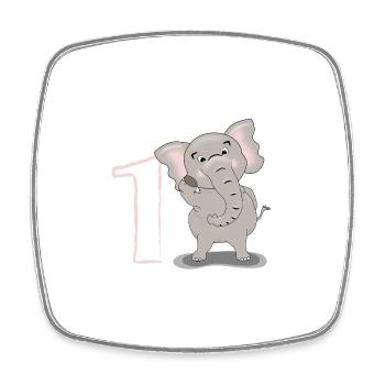Großer Elefant - 1. Geburtstag - Viereckiger Kühlschrankmagnet - Weiß - Vorne