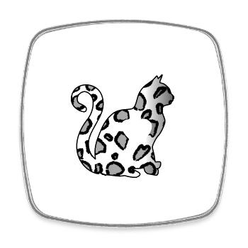 LEO Argent Chat Coeur Silhouette Amoureux des Chats Noir - Magnet carré - blanc - Devant