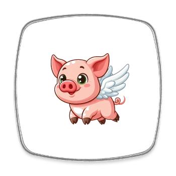 Süßes Schwein Engel Cartoon mit Heiligenschein - Viereckiger Kühlschrankmagnet - Weiß - Vorne