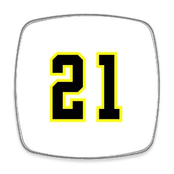 Maillot à 21 numéros - Magnet carré - blanc - Devant