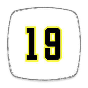19 Number Leotard - Square fridge magnet - white - Front