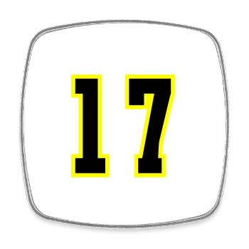 17 Number Leotard - Square fridge magnet - white - Front