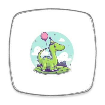 dinosaure brontosaure anniversaire bébé - Magnet carré - blanc - Devant