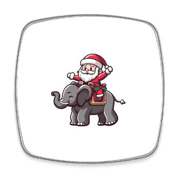 Éléphant Père Noël - Magnet carré - blanc - Devant