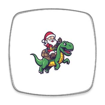 Dinosaurier T-Rex Weihnachtsmann - Viereckiger Kühlschrankmagnet - Weiß - Vorne