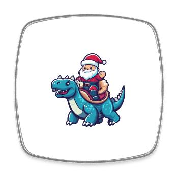 Dinosaur stegosaurus Santa Claus - Square fridge magnet - white - Front