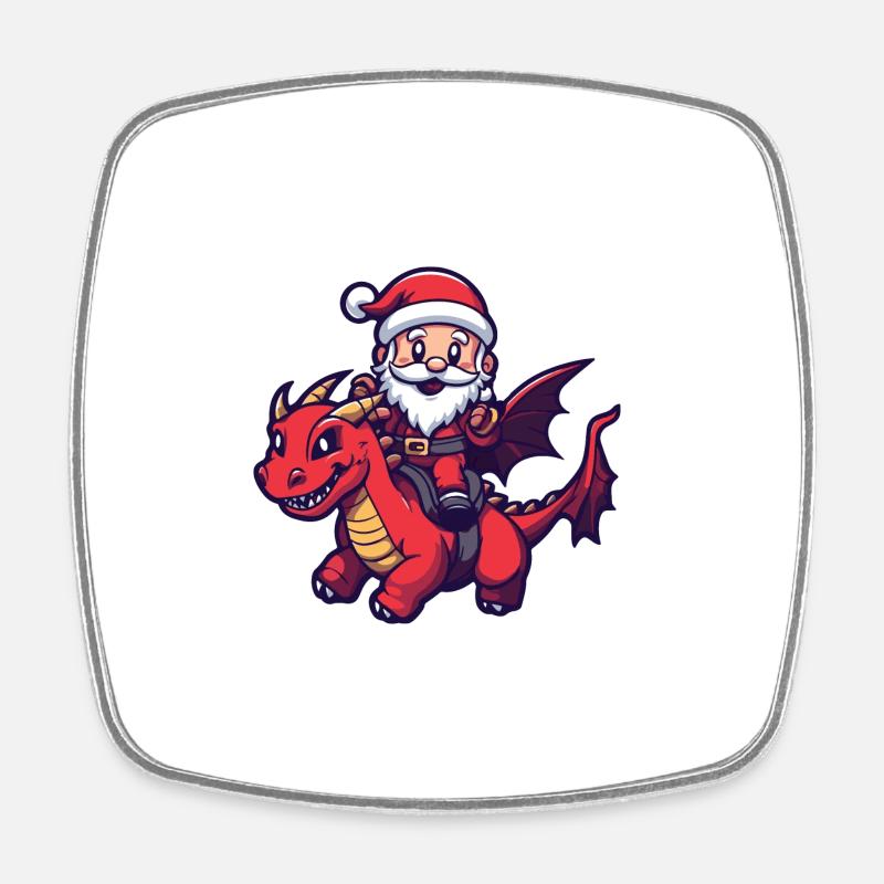 Drache Weihnachtsmann - Viereckiger Kühlschrankmagnet - Weiß