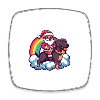 Doberman Chien Père Noël Arc-en-ciel - Magnet carré - blanc - Devant