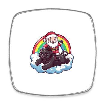 Panther Weihnachtsmann Regenbogen - Viereckiger Kühlschrankmagnet - Weiß - Vorne
