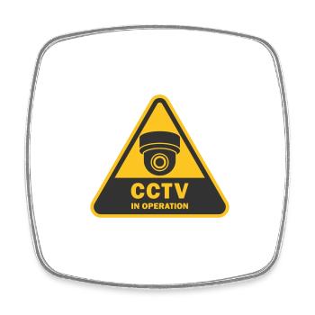 Les caméras de sécurité utilisées symbolisent l’icône. Vidéosurveillance fixe - Magnet carré - blanc - Devant
