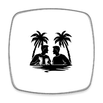 Holiday Palm Island Team - Square fridge magnet - white - Front