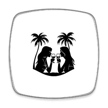 Girls Team Holiday Palms - Square fridge magnet - white - Front