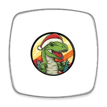 Dinosaure T-Rex Noël - Magnet carré - blanc - Devant