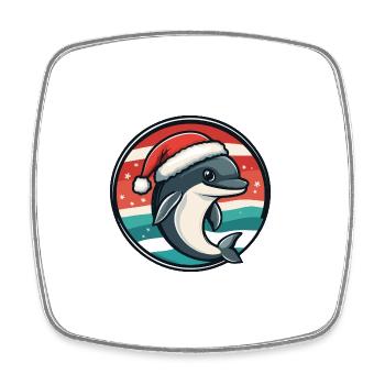 Dolphin Christmas X-Mas - Square fridge magnet - white - Front
