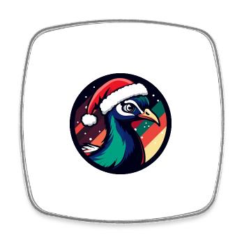 Pfau Vogel Weihnachten X-Mas - Viereckiger Kühlschrankmagnet - Weiß - Vorne