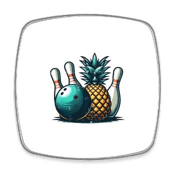 Pineapple Bowling - Square fridge magnet - white - Front