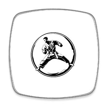 Karate Sport Fighter - Viereckiger Kühlschrankmagnet - Weiß - Vorne