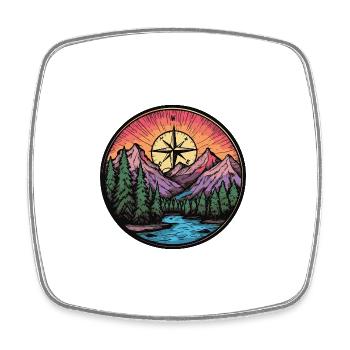 Berge Kompass Landschaft - Viereckiger Kühlschrankmagnet - Weiß - Vorne