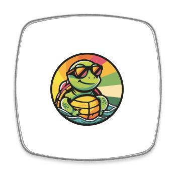 Tortue Bande Dessinée Cool Été - Magnet carré - blanc - Devant