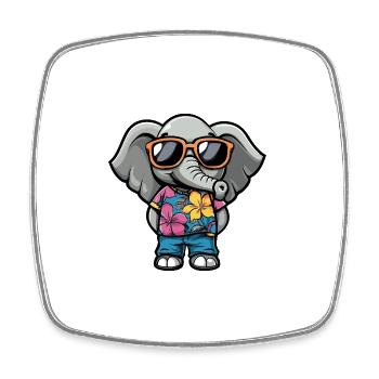 Elephant Comic Holiday - Magnet carré - blanc - Devant