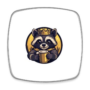 Raccoon Beer - Square fridge magnet - white - Front