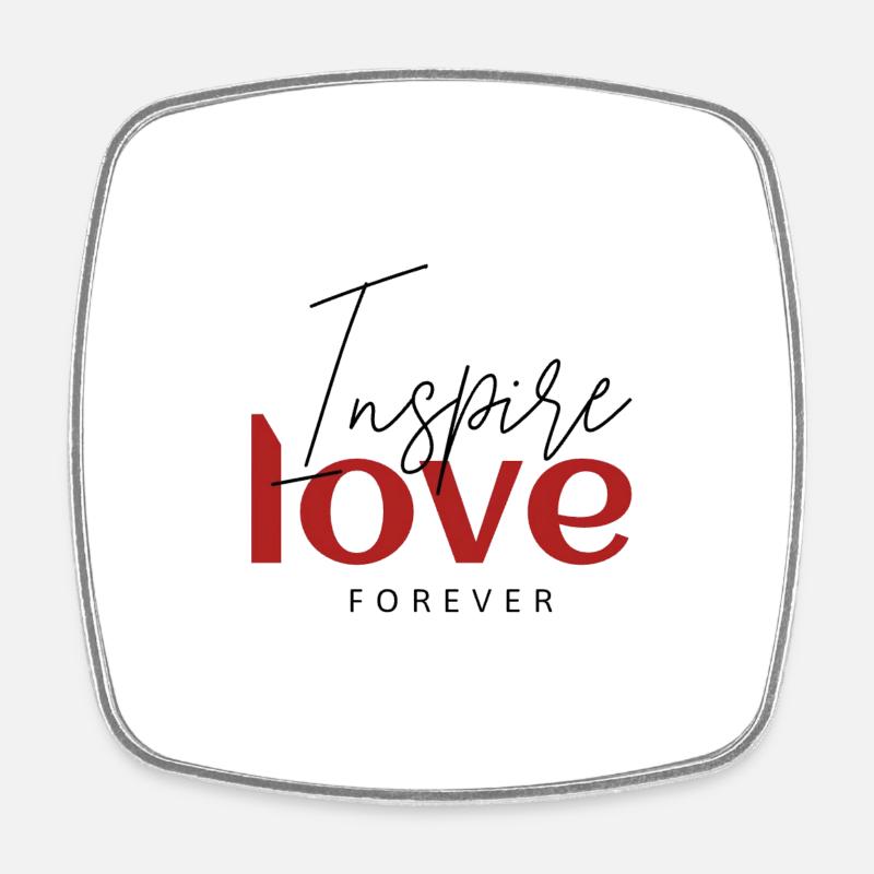 Inspire Love Forever – Minimal Red Typography Desi - Square fridge magnet - white