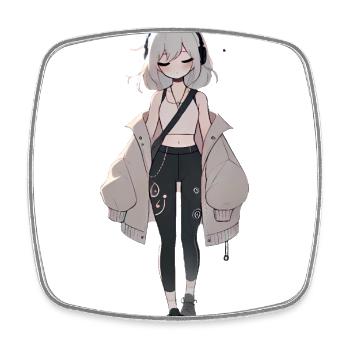 Fille d’anime dans le streetwear élégant - Magnet carré - blanc - Devant