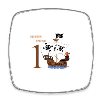 Piratenschiff Geburtstag 1 - Viereckiger Kühlschrankmagnet - Weiß - Vorne