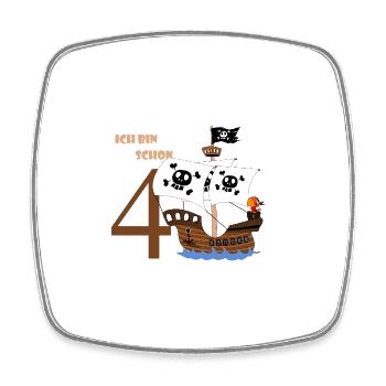 Piratenschiff Geburtstag 4 - Viereckiger Kühlschrankmagnet - Weiß - Vorne