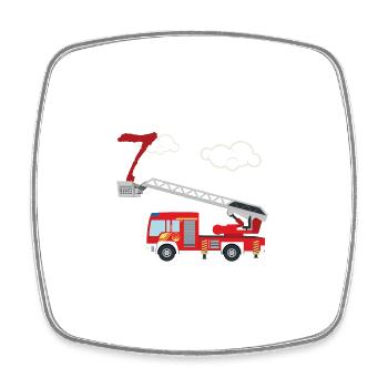 Feuerwehrauto - 7. Geburtstag - Viereckiger Kühlschrankmagnet - Weiß - Vorne